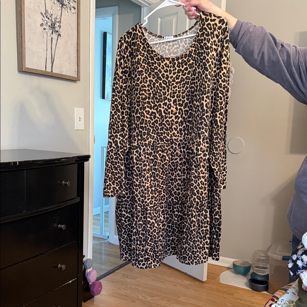 love, Fire Leopard Print Midi Dress